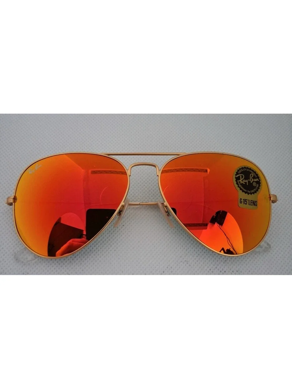 NEW Ray Ban RB3025 58mm Aviator Fire Orange Lens Gold Frame Sunglasses